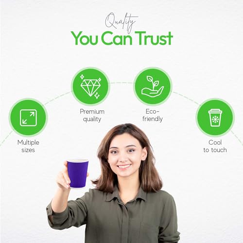 Ripple Wall Coffee Cups 500 Count 12 Ounce Insulated Royal Purple Paper Cups
