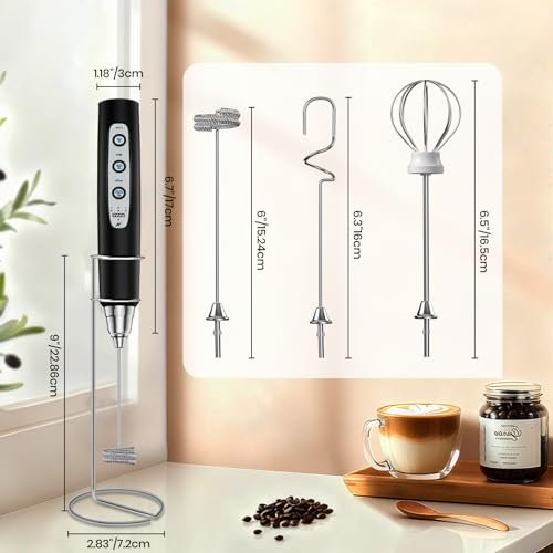 Milk Frother Handheld Rechargeable with Stand