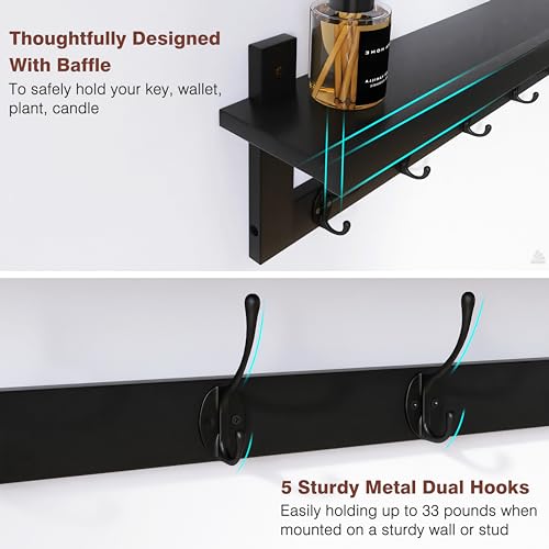Coat Hooks with Shelf Wall