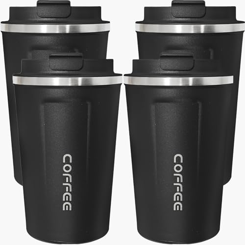 4 Pack Travel Coffee Mug 17oz Insulated Coffee Cup with Lid (4 Count)