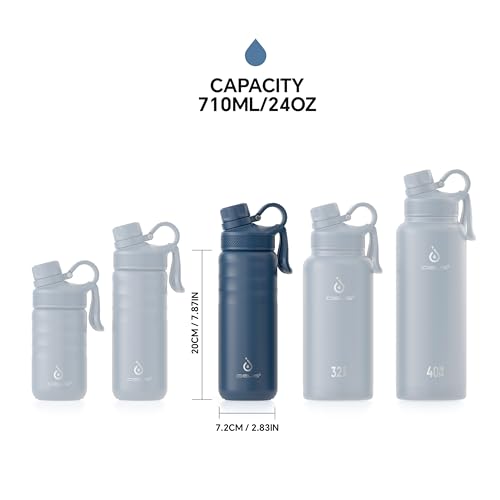 24oz Insulated Stainless Bottle with 2 Leakproof Lids