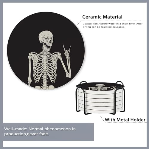 Drink Coasters Set of 6 with Holder