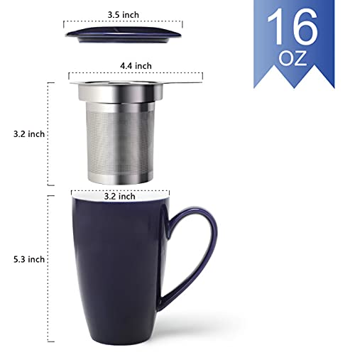 Porcelain Tea Mug with Infuser and Lid (2 Count)
