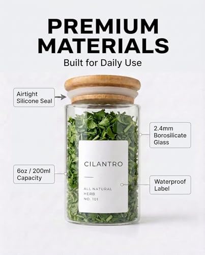 Glass Spice Jars with Label Pack (12 Count)