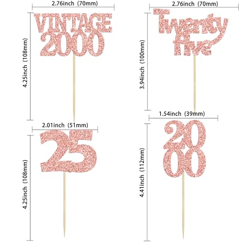 24Pcs 25th Birthday Cupcake Toppers Glitter Twenty (24 Count)