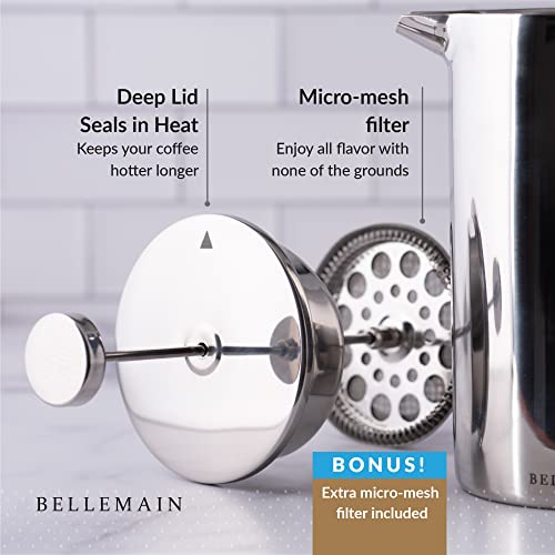 French Press Coffee Maker Extra Filters Included