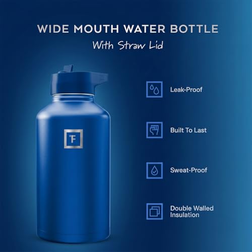 64 oz Wide Mouth Water Bottle with Straw