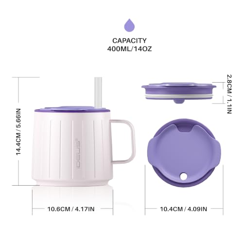 14 oz Insulated Coffee Mug with Lid and Straw