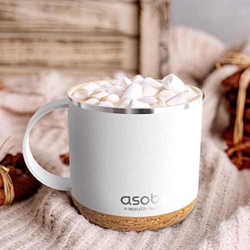 Infinite Stainless Steel Insulated Coffee Mug with Inner Ceramic Coating and Cork Coaster 16 Ounce
