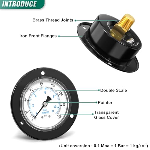 0 160PSI Black Front Flange Panel Mount