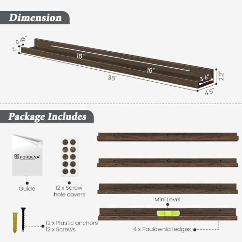 36 Inch Long Picture Ledge Shelf (4 Count)