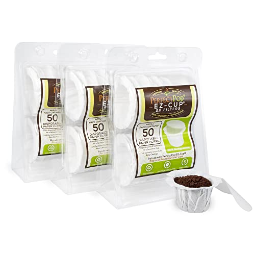 EZ Cup Paper Filters with Lid for Reusable Coffee Pods (150 Count)