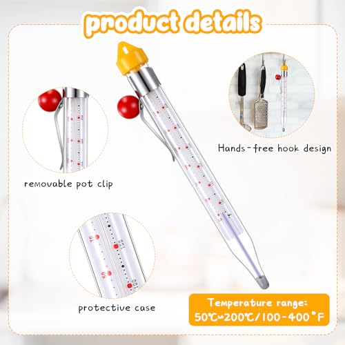 2 Pcs Candy Thermometer with Pot Clip 8" (2 Count)