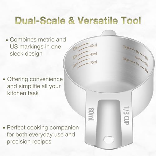1PCS 1/3Cup (80ml, 2.6oz) Measuring Cup, Etched Inner Scale Measure Scoop