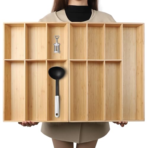 13 Slot V Shaped Bamboo Drawer Organizer Set of 2 (88 Ounce)