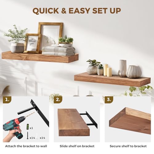 Solid Wood Floating Shelves (2 Count)