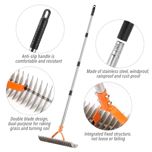 62" Adjustable Thatch Rake