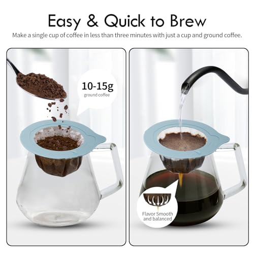 Portable Pour Over Coffee Dripper Reusable Coffee Filter Pour Over Coffee Maker for Camping Coffee (50 Count)