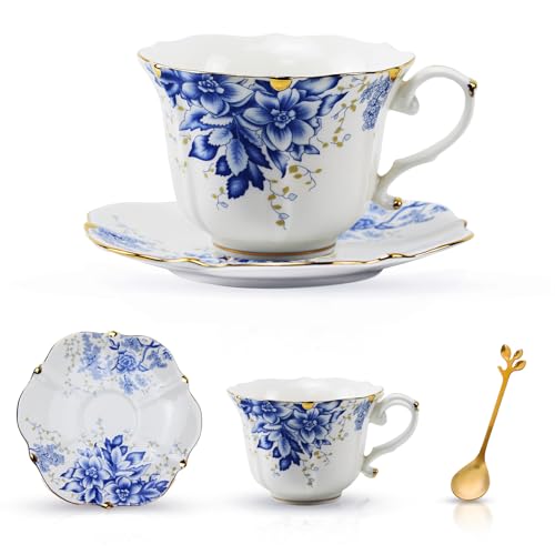 Country Roses Bone China Tea Cup and Saucer Set (3 Count)