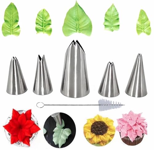 6 Pcs Leaf Piping Icing Nozzle (6 Count)