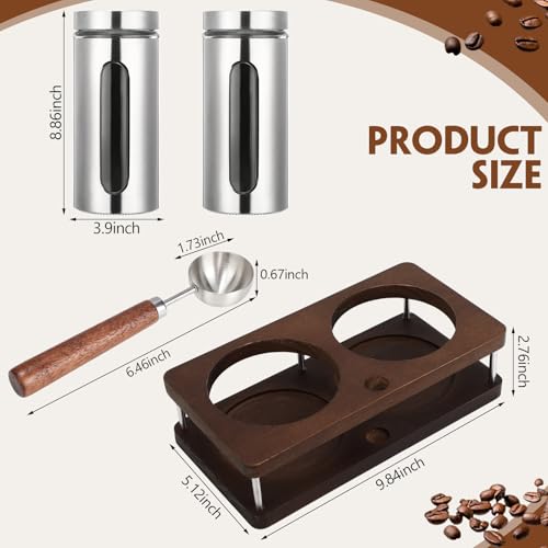 Stainless Steel Coffee Grounds Canisters Container with Shelf (2 Count)
