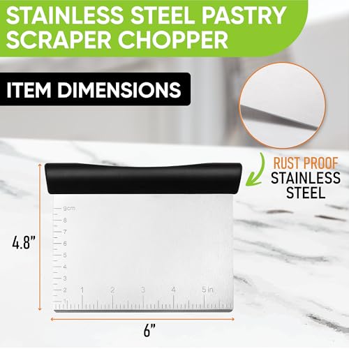 Stainless Steel Bench Scraper & Bowl Scraper Set for Baking