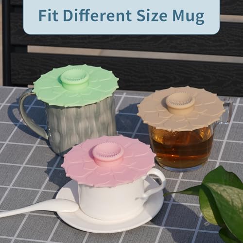 Silicone Cup Covers 4.1 Inch Reusable Silicone Mug and Cup Lids Suction Seal Lid Caps to Keep Drink Warm or Cold for Steeping Coffee Tea And Drink Cover