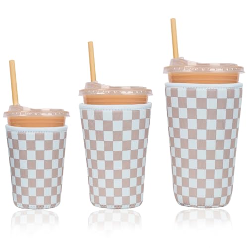 Reusable Insulated Neoprene Iced Coffee Cup Sleeve (3 Count)