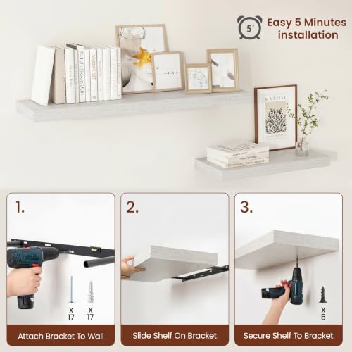 Deep Floating Shelves 48x12” Set of 2 (2 Count)
