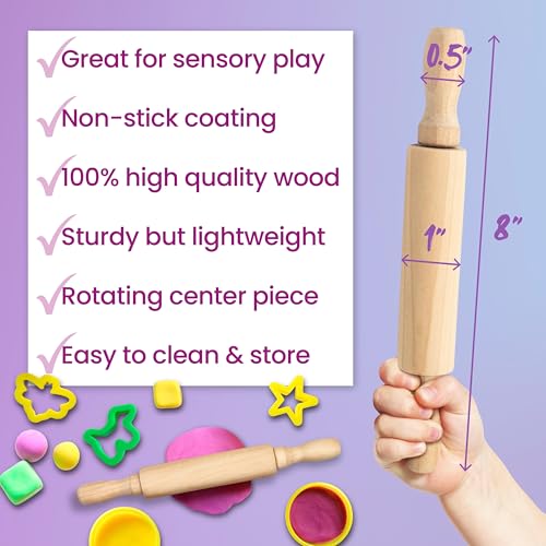 8 Inch Premium Kids Mini Rolling Pins (6 Count)