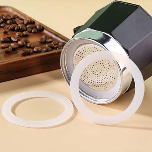 2 Pcs Filter with 3 Pcs Silicone Gasket Seals for 9 Cup Stovetop Espresso Coffee Maker Replacement Parts for DITOSH Aluminium Moka Pot (6 Count)