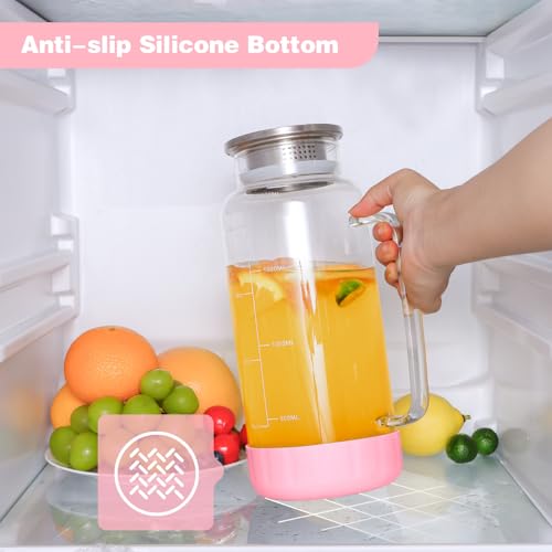 68oz Glass Pitcher with Lid and Handle for Fridge
