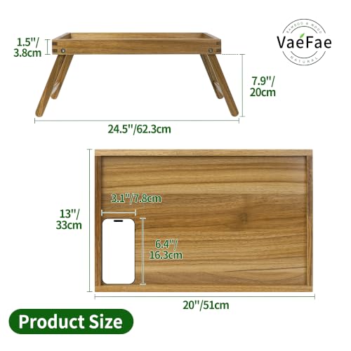 Acacia Bed Tray Table with Folding Legs
