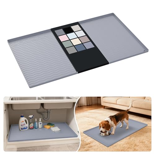 Waterproof Silicone Under Sink Mat 37'' x 22'' Shelf Liner for Kitchen and Bathroom (774 sq in)