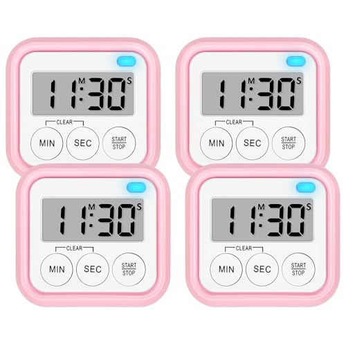 Timer Kitchen Timers for Cooking Classroom Timer for Kids Teachers Magnetic Digital Timers 4 Pack (4 Count)