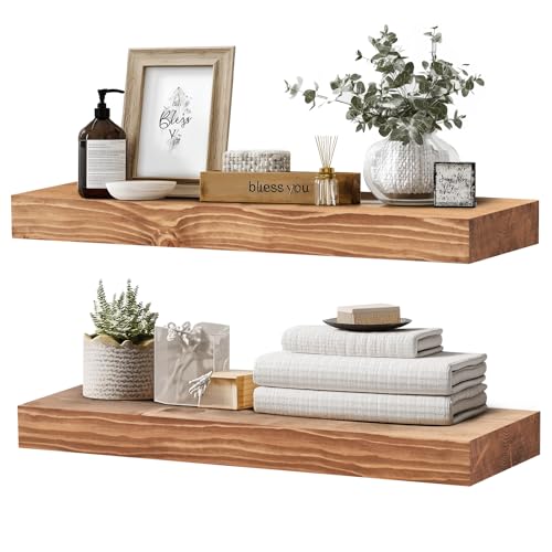 Solid Wood Floating Shelves (2 Count)