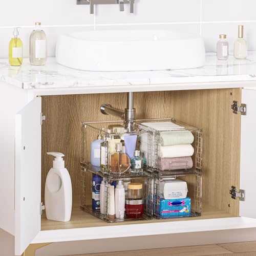 4 Pack Large Stackable Storage Drawers (4 Count)