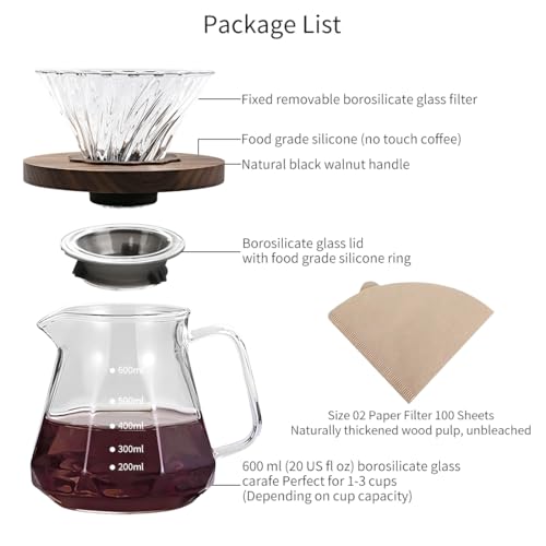 Professional Glass Pour Over Coffee Maker Kit