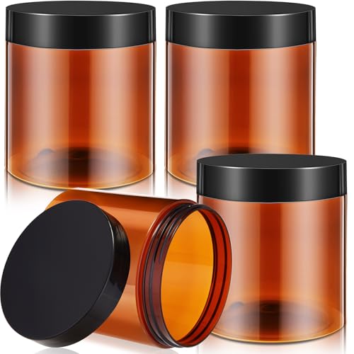 4 Pcs Plastic Jars Wide Mouth with Lids (4 Count)