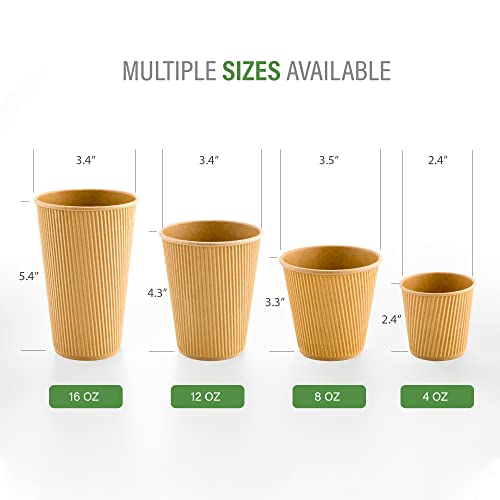 Ripple Wall Coffee Cups 500 Count 8 Ounce Insulated Kraft Paper Cups