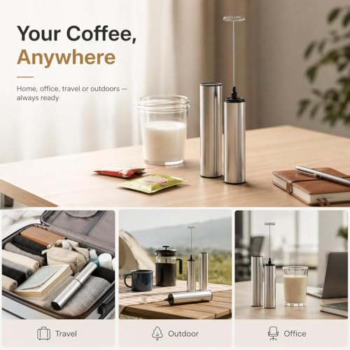 Rechargeable Milk Frother Handheld Electric Frother Wand Milk Foamer Drink Mixer for Coffee