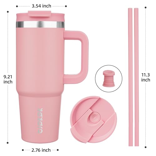 30 oz Insulated Tumbler with Handle & Straw