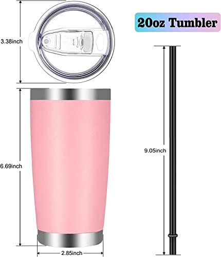 20oz Tumbler with Lid and Straw Stainless Steel Tumbler Cup Bulk Vacuum Insulated Double Wall Travel Coffee Mug Powder Coated Coffee Cup (6 Count)
