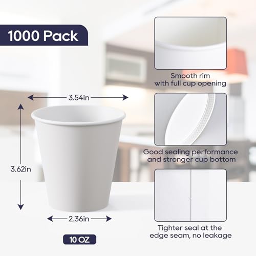 1000 pack 10 oz Disposable Paper Coffee Cup (1000 Count)