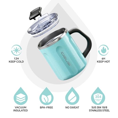 16 oz Insulated Coffee Mug with Lid and Handle