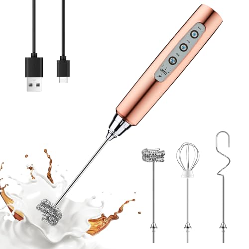 Rose Gold Handheld Milk Frother Wand for Coffee