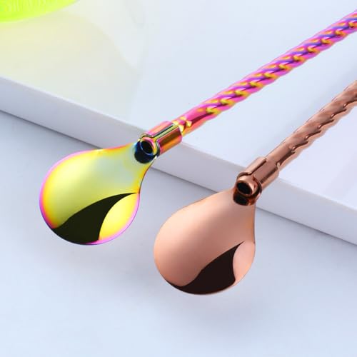 10 pcs Metal Straw Spoons with 2 Cleaning Brushes