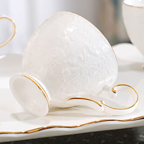 Porcelain Tea Set Tea Gift Sets with Tray Tea Cup Teapot Set Tea Pot with 6 Cups Modern Tea Set for Tea Coffee Water White