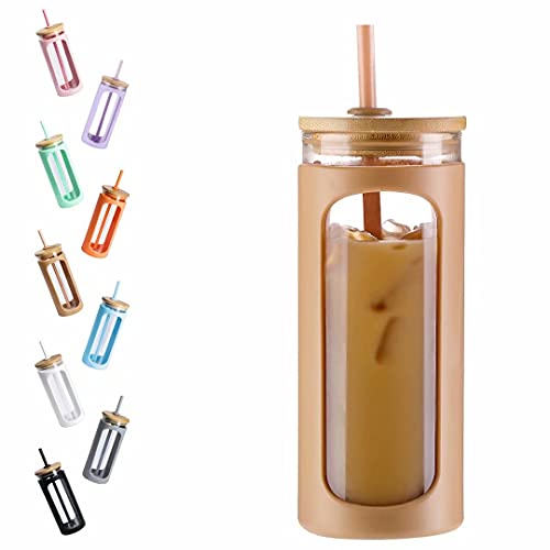 20oz Glass Water Tumbler with Straw and Lid