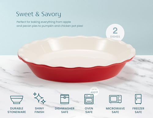 Pie Pan Ceramic Reusable Round Pie Dish (2 Count)